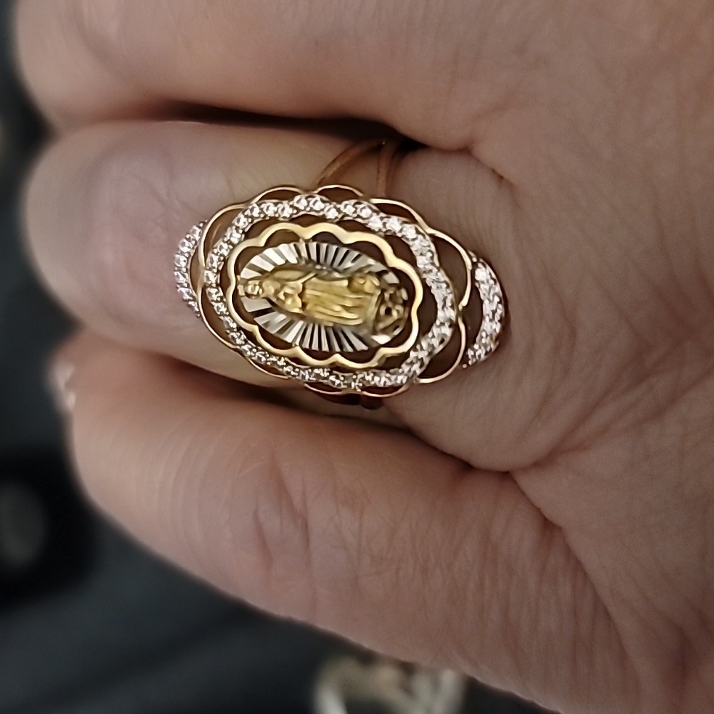 Gold-Tone Virgin Mary Statement Ring - Women's Religious Jewelry